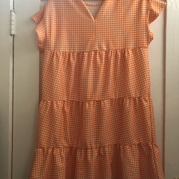 Seersucker orange mini dress - Picture 2 of 7
